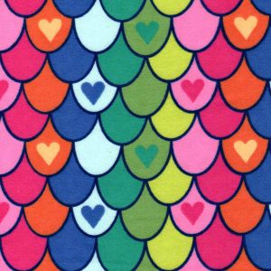 Multi Heart Mermaid Scales Super Snuggle Flannel Fabric - 1