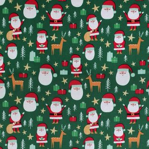 Santa   Present on Green Super Snuggle Christmas Flannel Fabric