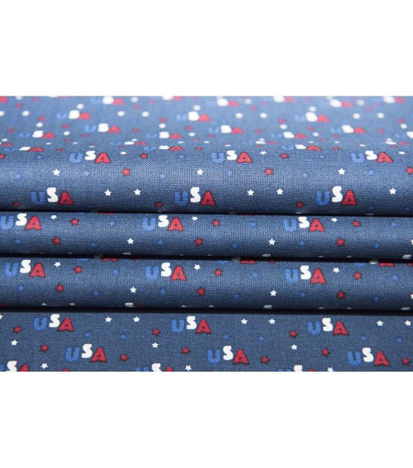 USA On Navy Patriotic Cotton Fabric - Image 3