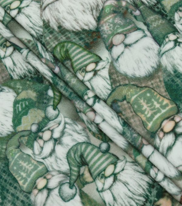 Green Gnomes Anti Pill Fleece Fabric - Image 2