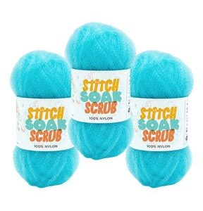 Lion Brand Stitch Soak Scrub 92yds Worsted Nylon Yarn 3 Bundle - Turquoise