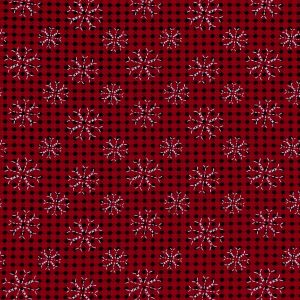 White Stitched Snowflakes on Red Christmas Cotton Fabric