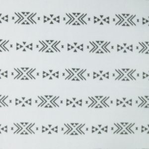Gray Linear Aztec Geometrics on White Anti Pill Fleece Fabric