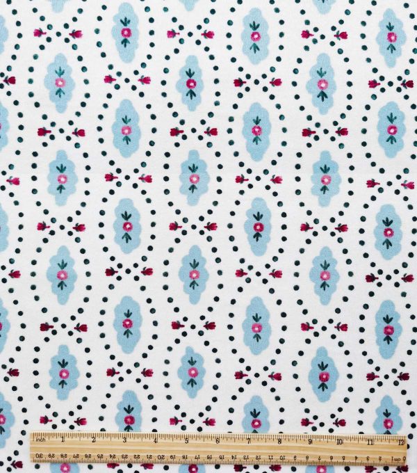 Blue Foulard Luxe Flannel Fabric - Image 2