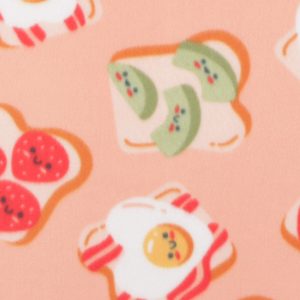 Smiley Breakfast Toast on Pink Blizzard Fleece Fabric
