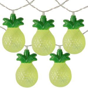 Northlight 10-Count Green Pineapple LED String Lights   4.5ft Clear Wire