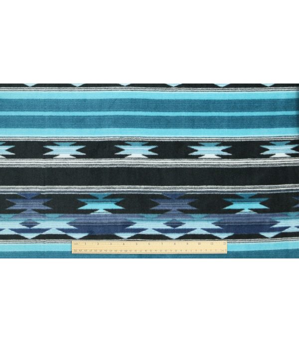 Blue Aztec Luxe Fleece Fabric - Image 4