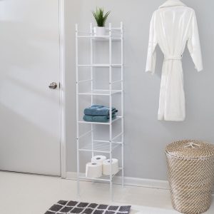 Honey Can Do 13 x 60 White 6 Tier Bath Storage Shelving Unit