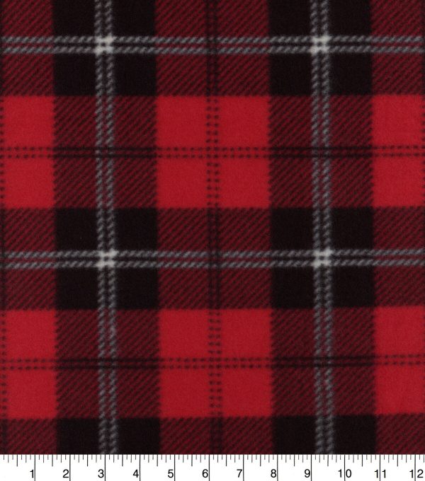 Blizzard Fleece Fabric Red   Black Plaid