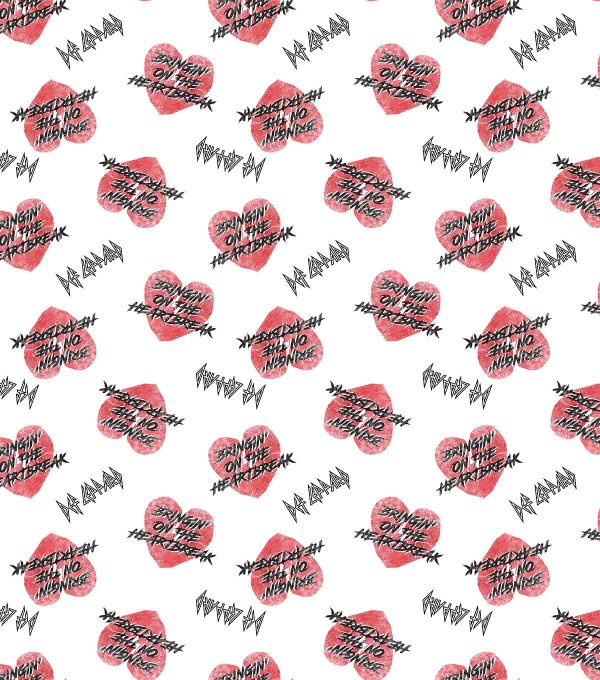 Def Leppard Heart Tossed Cotton Fabric - Image 2