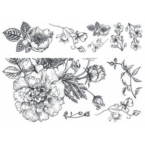 York Wallcoverings Wall Decals Black   White Peony