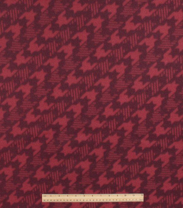 Red Diagonal Houndstooth Blizzard Fleece Fabric