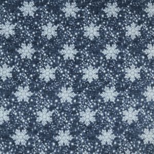 Blue Starry Night Snowflake Luxe Fleece Fabric