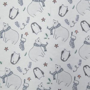 Super Snuggle Winter Bear   Penguins Flannel Fabric