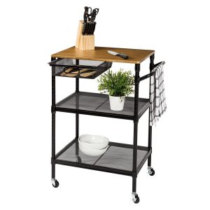 Honey Can Do 28 x 36 Black Kitchen Cart With Drawer   Handle