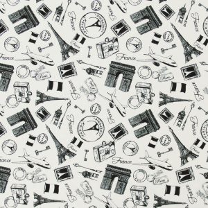 Paris Icons Black White Super Snuggle Flannel Fabric