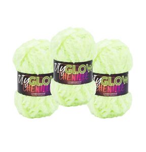 Lion Brand DIY Glow Chenille 32yds Super Bulky Polyester Yarn 3 Bundle - Glow Worm