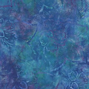 Hi Fashion Floral Large Purple Blue Batik Cotton Fabric