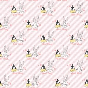 Looney Tunes Bugs Daffy Pink Flannel Fabric