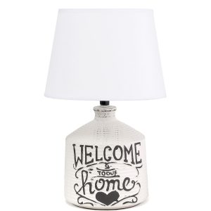 All The Rages Welcome Home Ceramic Farmhouse Entryway Accent Table Lamp