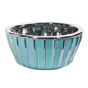 Nearly Natural 7 Teal Vase With Silver Burnishing