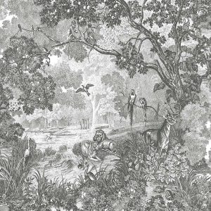 RoomMates 20.5 X 16.5  Gray Jungle Toile Peel   Stick Wallpaper