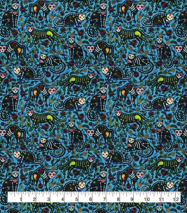 Skeleton Cat Super Snuggle Flannel Fabric - Image 3