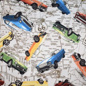 Novelty Cotton Fabric Route 66 Roadmap - 1