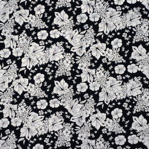 Luau Floral on Black Quilt Foil Cotton Fabric by Keepsake Calico - 1