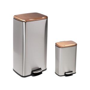 Honey Can Do 13.5 x 24 Rose Gold Stainless Steel Step Trash Cans 2ct