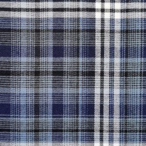 Navy Box Brushed Plaid Polyester Flannel Fabric