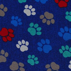 Novelty Cotton Fabric Paw Prints On Navy