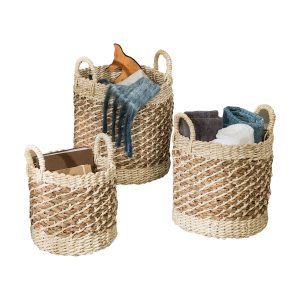 Honey Can Do Coastal 3ct Tan   White Nesting Storage Baskets