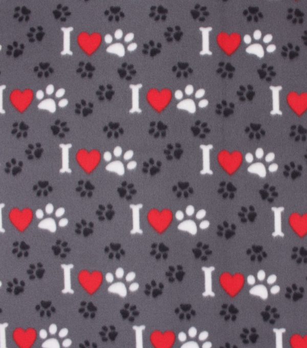 Blizzard Fleece Fabric Bones, Hearts   Paws - Image 2
