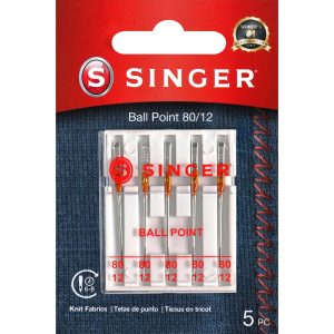 SINGER 80/12 Ball Point Sewing Machine Needles 5pk