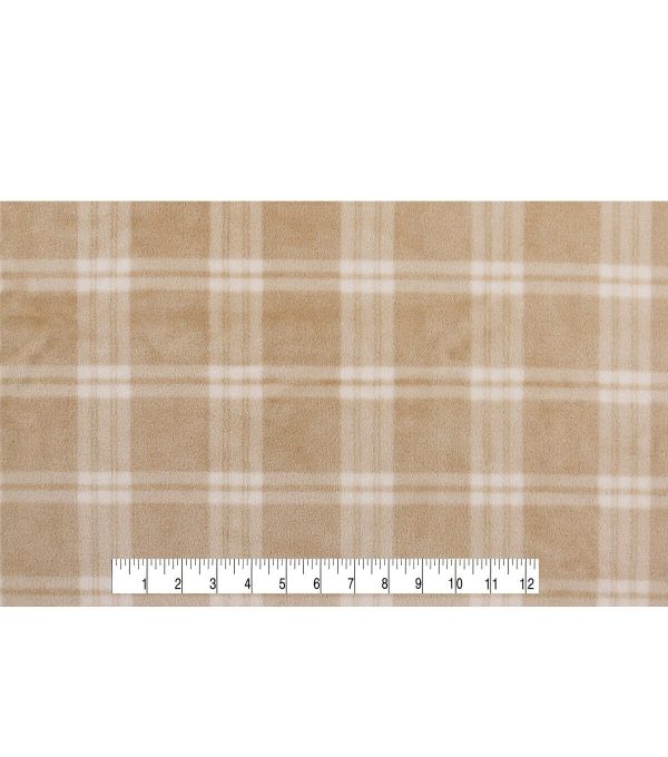 Cream Plaid Sew Lush Fleece Fabric - Image 4