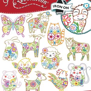 Stitcher s Revolution 7 Floral Farm Friends Iron On Transfers 12ct
