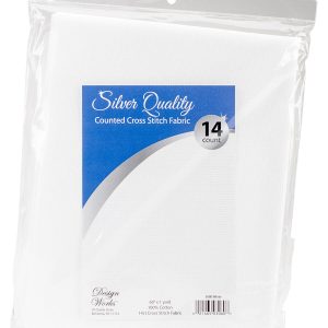 Design Works 36 x 60 Silver Quality Aida 14 Count Cross Stitch Fabric - 1