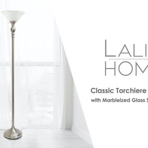 All The Rages Classic 1 Light Floor Lamp with Marbleized Glass Shade