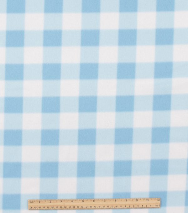 Blue Gingham Blizzard Fleece Fabric - Image 2
