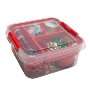 Simplify 9.5 x 4.5 Red 5 Compartment Gift Supply Storage Box