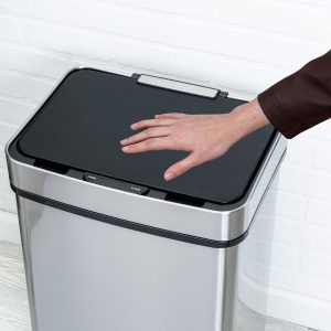 Honey Can Do 24 Silver Stainless Steel 50L Trash Can With Motion Sensor