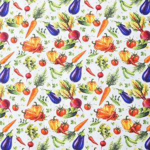 Tossed Vegetables Novelty Cotton Fabric