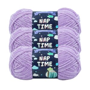 Lion Brand Nap Time 306yds Worsted Polyester Yarn 3 Bundle - Lilac