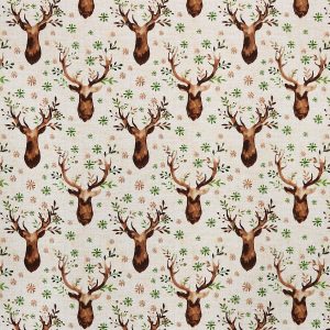 Deer Head Floral Super Snuggle Flannel Fabric