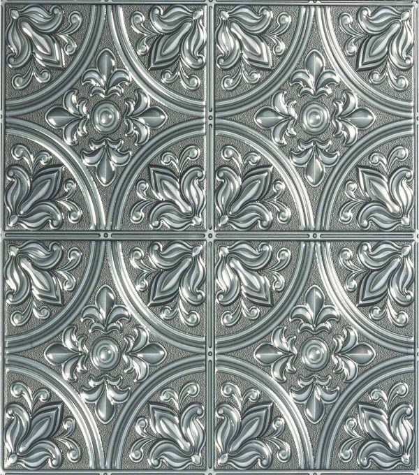 Silver Tin Peel   Stick Tile Backsplash