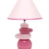 All The Rages 17 Ceramic Stacking Stones Lamp With Pink Fabric Shade