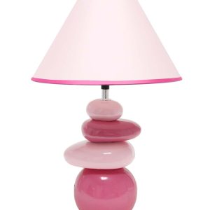 All The Rages 17 Ceramic Stacking Stones Lamp With Pink Fabric Shade
