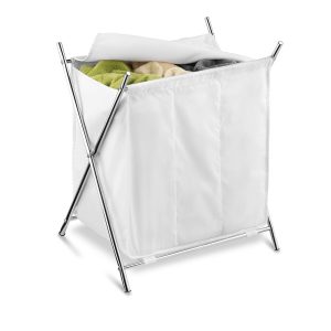 Honey Can Do 23 x 26.5 White   Chrome Folding X Frame Laundry Sorter