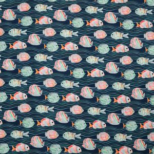 Painted Fish in Waves Super Snuggle Flannel Fabric